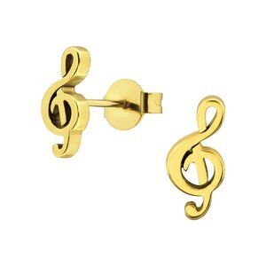 Gold Surgical Steel Music Note Ear Studs